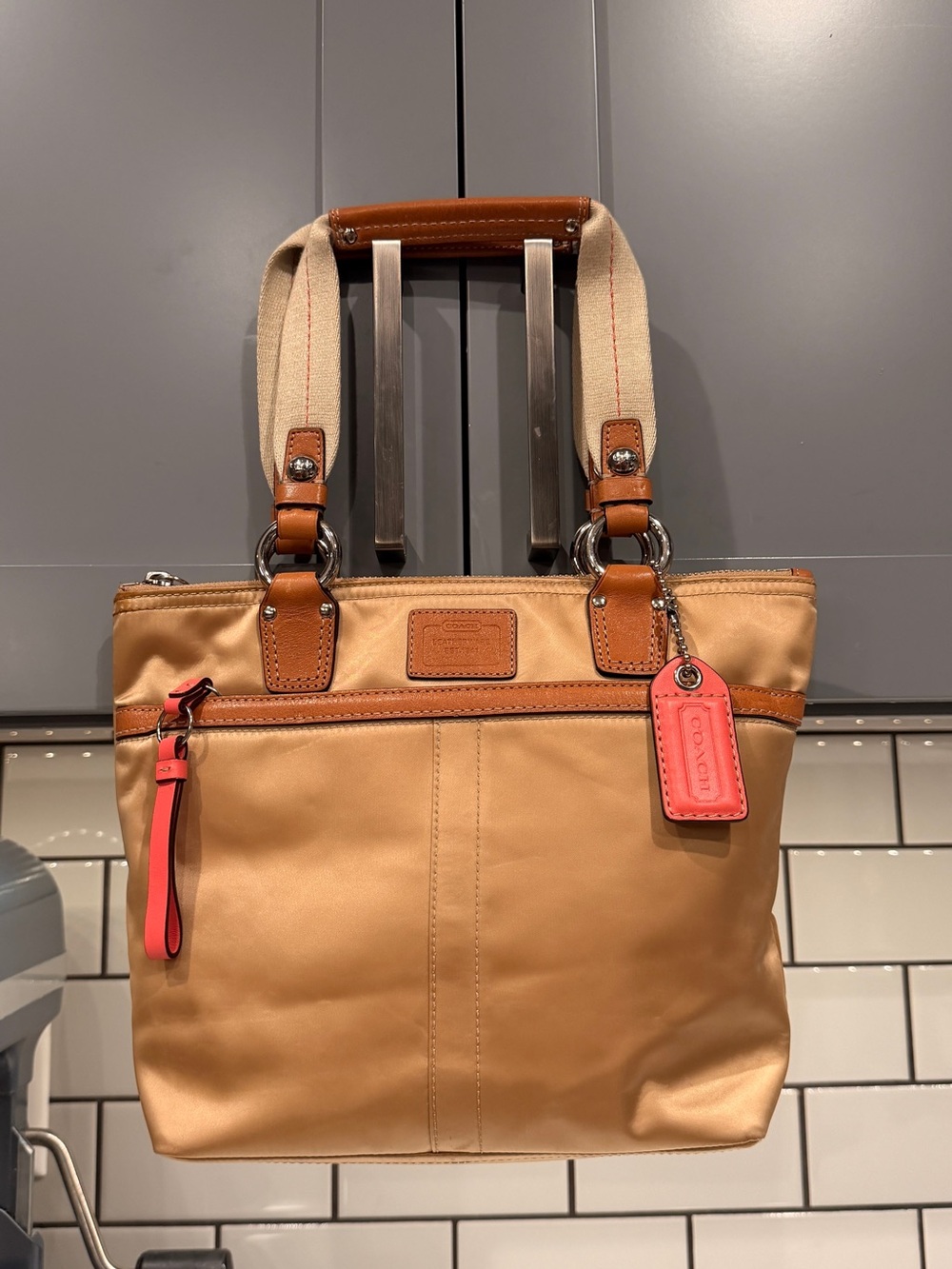 Coach 2007 Hampton Beige Nylon Shoulder Bag